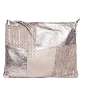 Rózsaszín - ezüst bőr táska