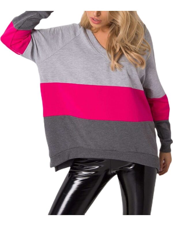 Női szürke-rózsaszín-sötétszürke pulóver