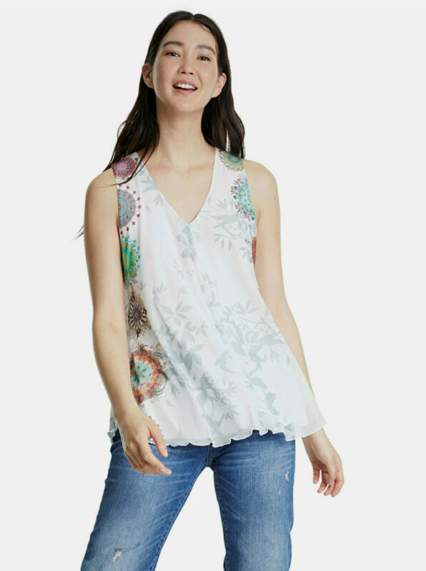 Desigual fehér top Carnagi mintával - S - Desigual✅