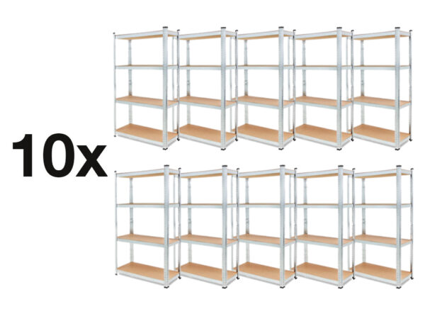 !!! Akció !!! Akciós csomag: 10 × Horganyzott acél Salgó polc 1800 × 900 × 400mm 4 polccal !!!