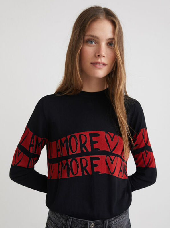 Desigual fekete könnyű pulóver Amore Amore - XXL - Desigual✅