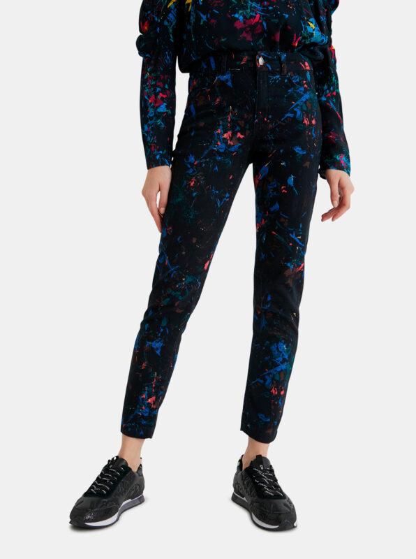 Desigual fekete slim fit mintás farmer Splatter - L - Desigual✅