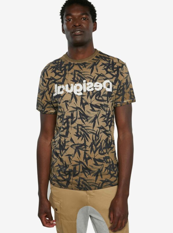 Desigual khaki férfi póló TS Cesarion - XXL - Desigual✅