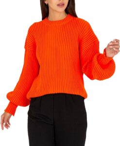 Narancssárga pulóver széles ujjal✅ -